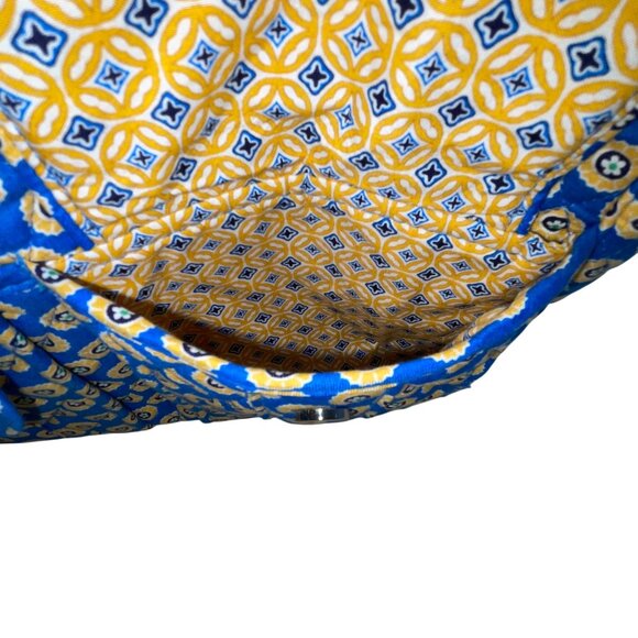 Vera Bradley Blue & Yellow Patterned Quilted Zip Closure & Pockets Shoulder Bag - Picture 8 of 13